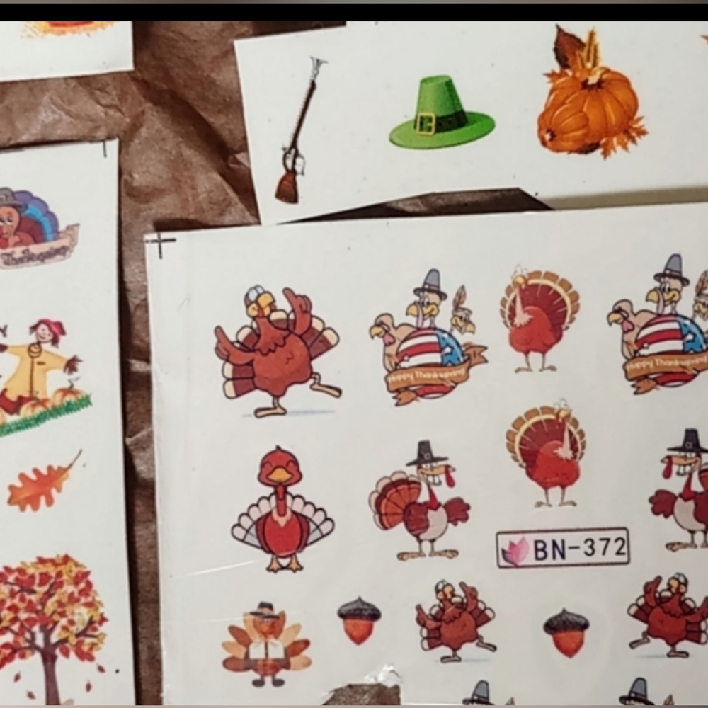 Nail Decals Pumpkin Patch Harvest 1/2 Price Nail Art Fall Leaves Thanksgiving